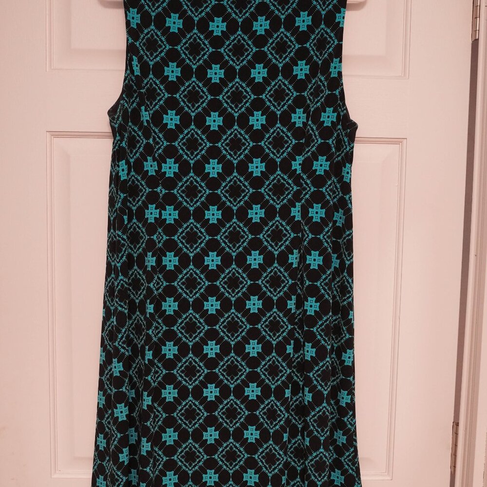 Magnolia Grace Black & Turquoise Sleeveless Dress With Cutouts in Neckline - Picture 3 of 3
